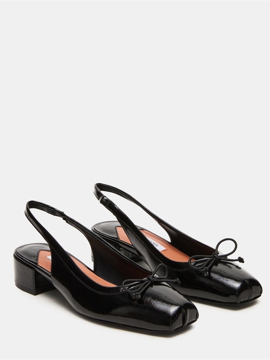 Steve Madden Shoes - Steve Madden LOVED BLACK CRINKLE BLACK PATENT square-toe slingback heels size 5
